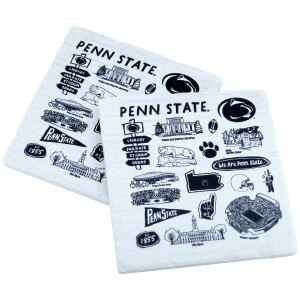 stone coasters with Penn State graphics printed all over